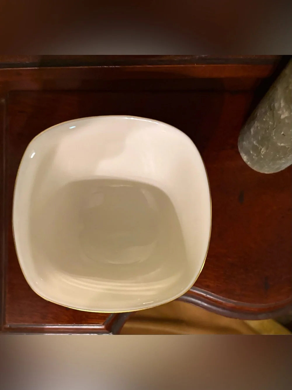 Lenox Canterbury Collection White Porcelain snack bowl with Laurel Stamp